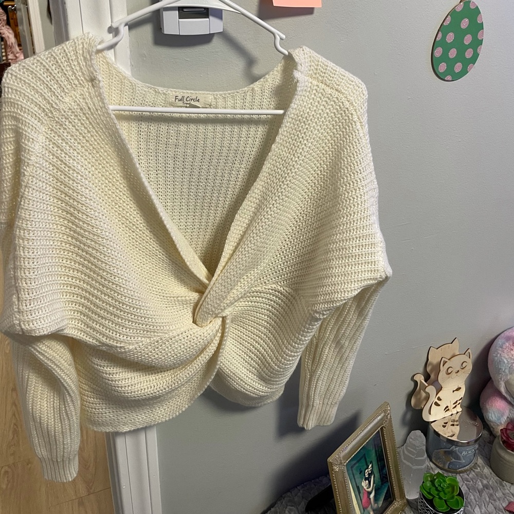 white sweater crop